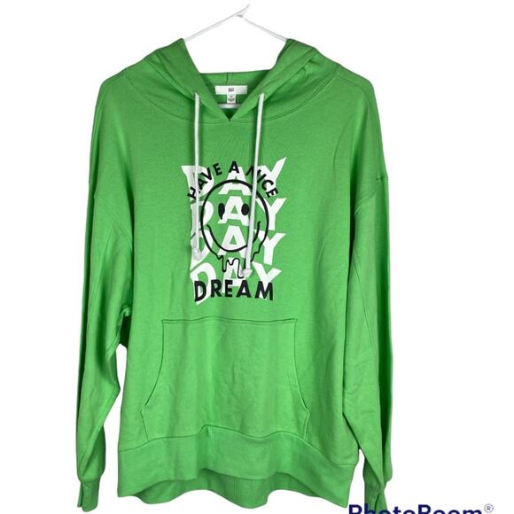 NWT BP Nordstrom Lime Green Graphic Print Hoodie Sweatshirt Women's Medium - Picture 1 of 10
